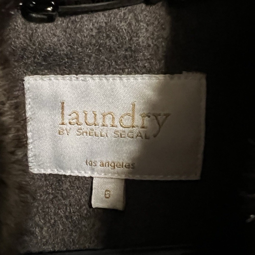 Laundry by Shelli Segal Brown Wool Blend Fit & Flare Pea Coat Faux Fur luxury 6 - Picture 3 of 9